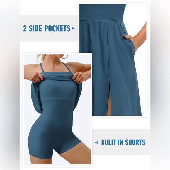 Ewedoos Athletic Dress with Built in Shorts & Adjustable Straps Workout Dress 💕 - Picture 4 of 5